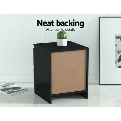 Artiss Bedside Table 2 Drawers - PEPE Black - Mekamart Australia