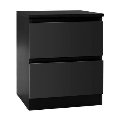 Artiss Bedside Table 2 Drawers - PEPE Black - Mekamart Australia