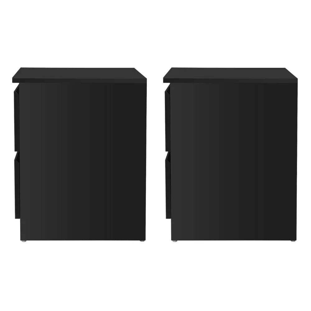 Artiss 2x Bedside Table 2 Drawers - PEPE Black - Mekamart Australia