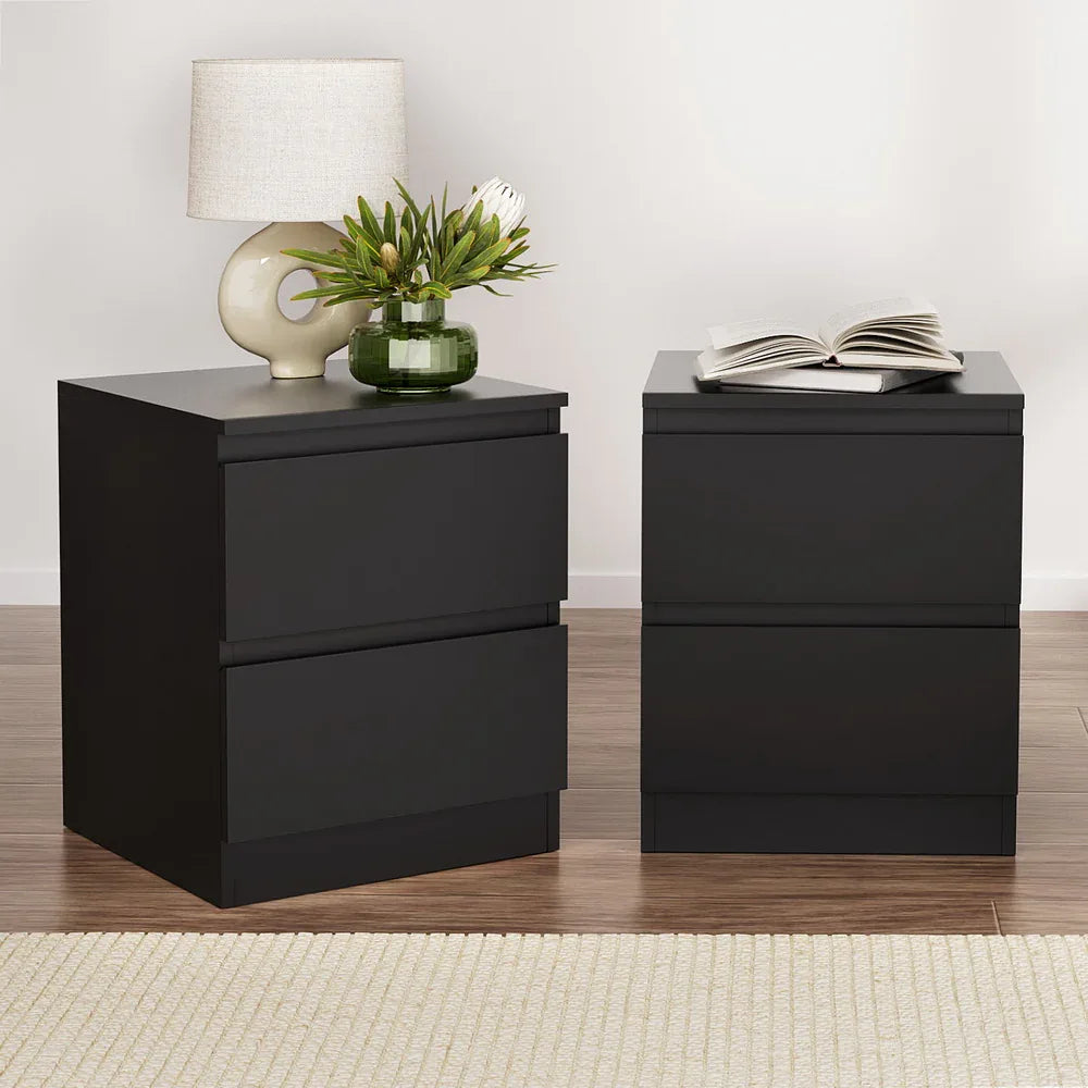 Artiss 2x Bedside Table 2 Drawers - PEPE Black - Mekamart Australia