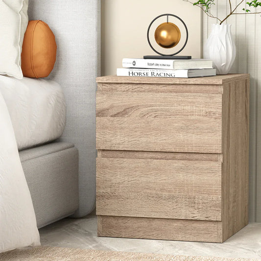 Artiss Bedside Table 2 Drawers - PEPE Oak - Mekamart Australia