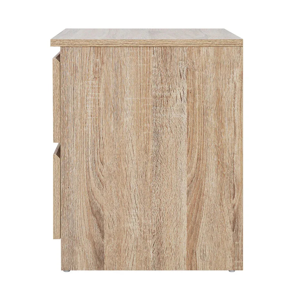 Artiss Bedside Table 2 Drawers - PEPE Oak - Mekamart Australia