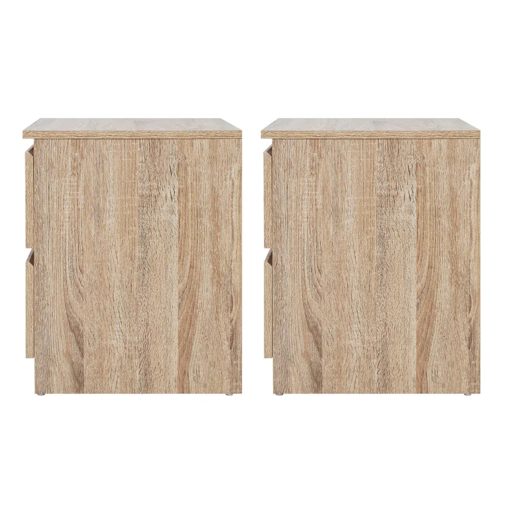 Artiss 2x Bedside Table 2 Drawers - PEPE Oak - Mekamart Australia