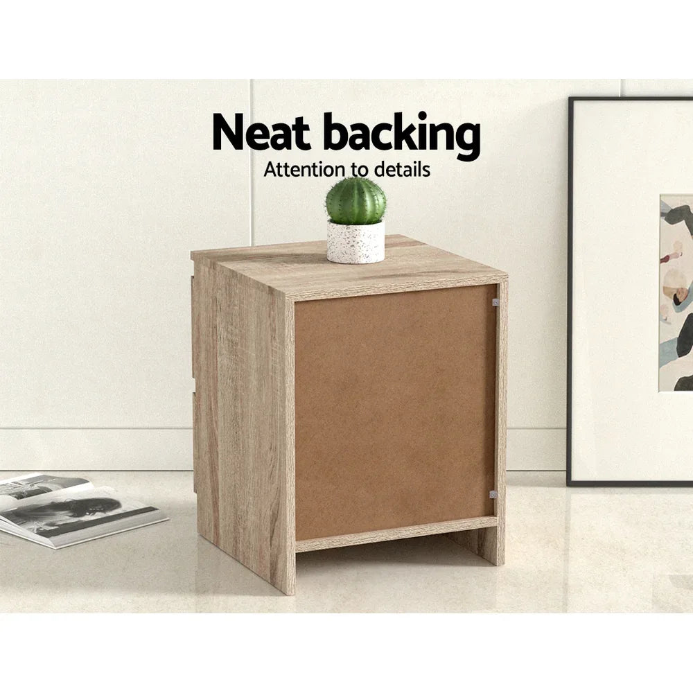 Artiss 2x Bedside Table 2 Drawers - PEPE Oak - Mekamart Australia