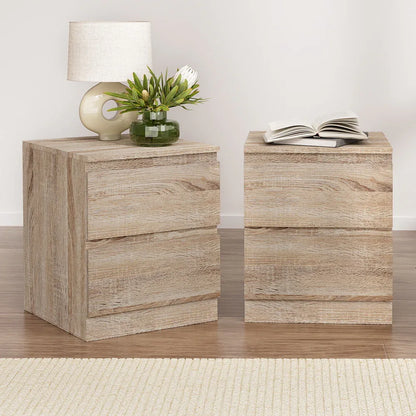 Artiss 2x Bedside Table 2 Drawers - PEPE Oak - Mekamart Australia