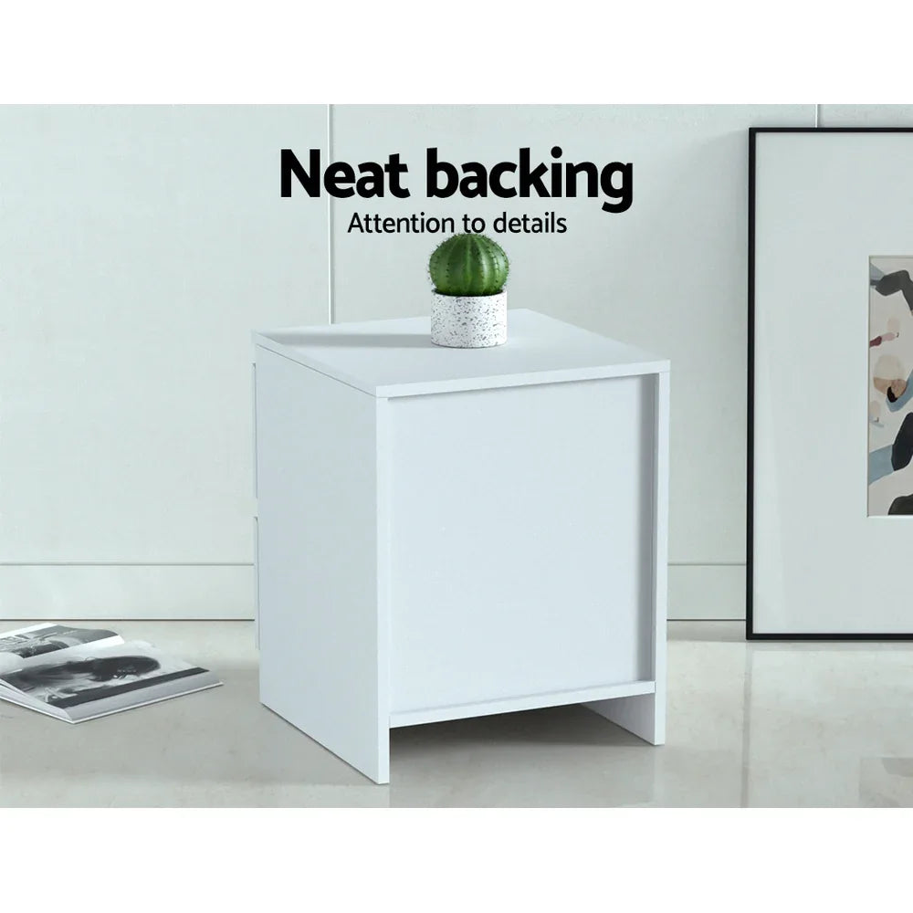 Artiss Bedside Table 2 Drawers - PEPE White - Mekamart Australia
