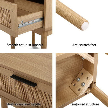 Artiss Bedside Tables Side Table Rattan Drawers Nightstand - Mekamart Australia