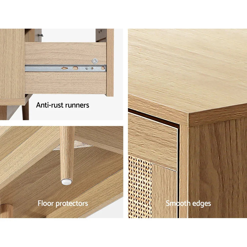 Artiss 4 Chest of Drawers Rattan Tallboy Pine - BRIONY - Mekamart Australia