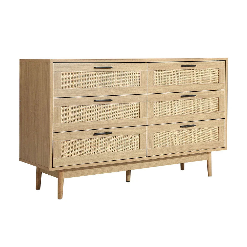 Artiss 6 Chest of Drawers - BRIONY Oak - Mekamart Australia