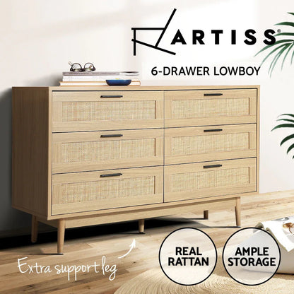 Artiss 6 Chest of Drawers - BRIONY Oak - Mekamart Australia