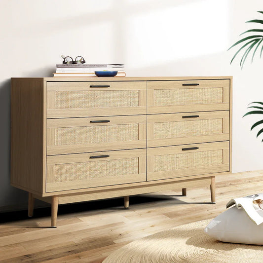 Artiss 6 Chest of Drawers - BRIONY Oak - Mekamart Australia