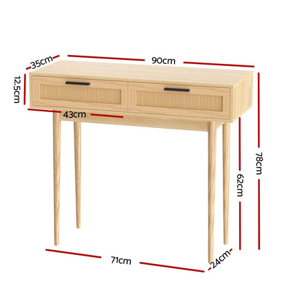 Artiss Console Table 2 Rattan Drawers - Mekamart Australia