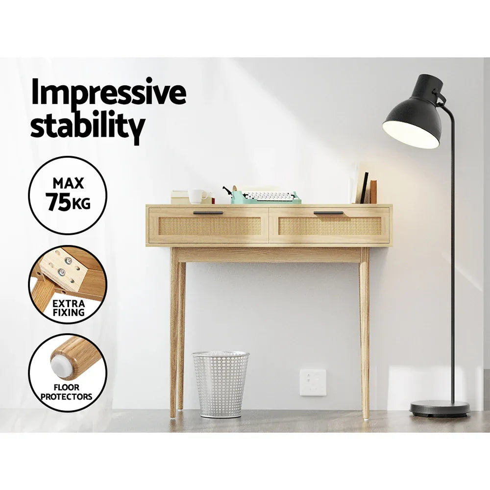 Artiss Console Table 2 Rattan Drawers - Mekamart Australia