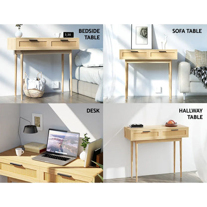 Artiss Console Table 2 Rattan Drawers - Mekamart Australia
