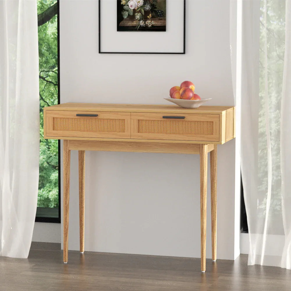 Artiss Console Table 2 Rattan Drawers - Mekamart Australia