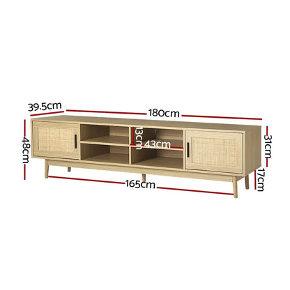 Artiss TV Cabinet Entertainment Unit 180cm Rattan Cole - Mekamart Australia