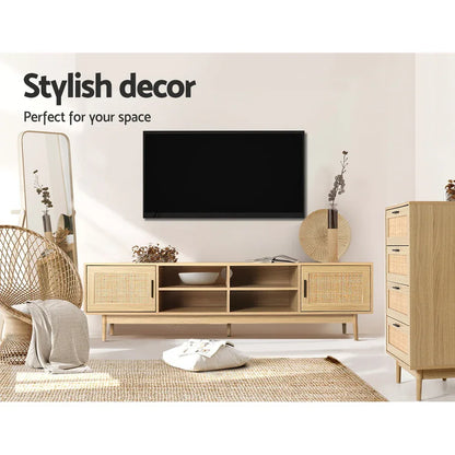 Artiss TV Cabinet Entertainment Unit 180cm Rattan Cole - Mekamart Australia