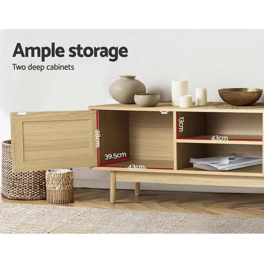 Artiss TV Cabinet Entertainment Unit 180cm Rattan Cole - Mekamart Australia