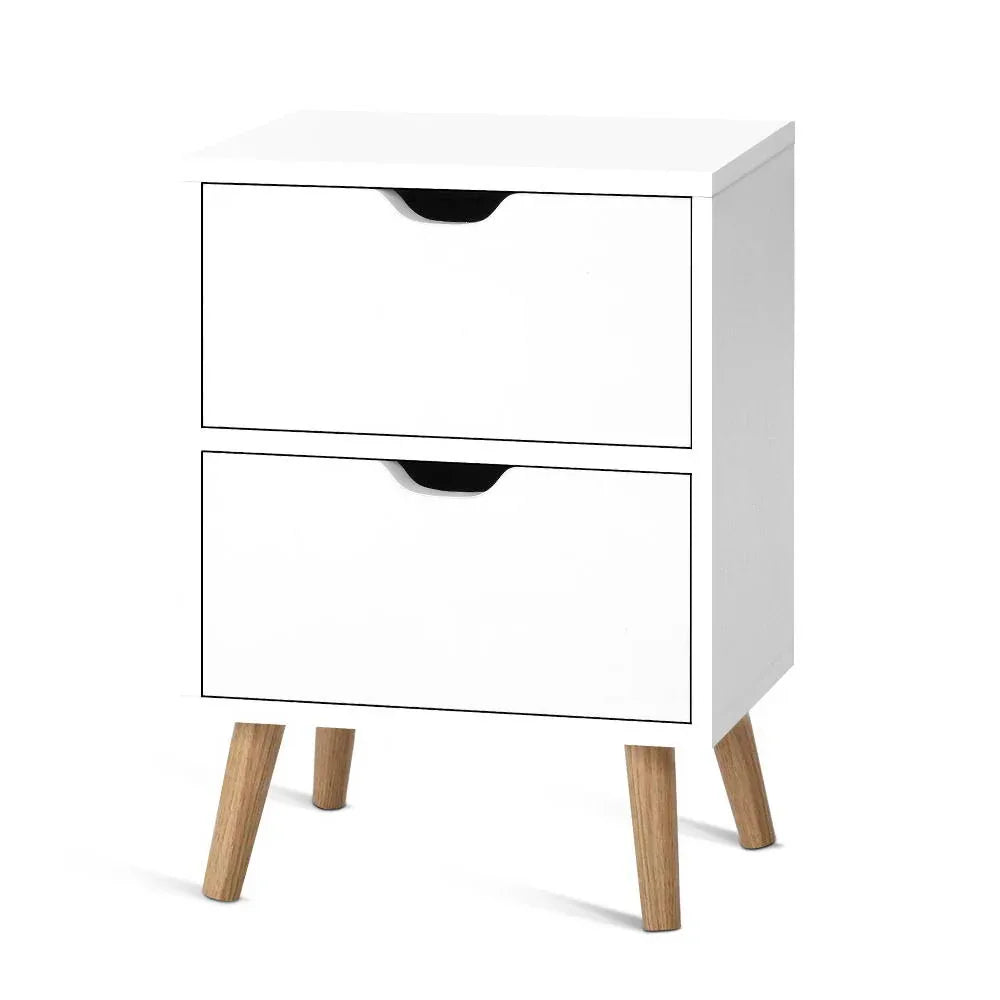 Artiss Bedside Table 2 Drawers - BODEN White - Mekamart Australia