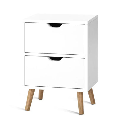 Artiss Bedside Table 2 Drawers - BODEN White - Mekamart Australia