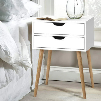 Artiss Bedside Table 2 Drawers - BODIE White - Mekamart Australia
