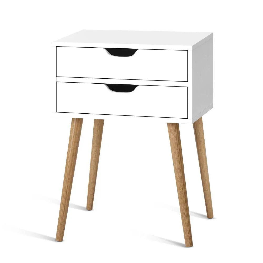 Artiss Bedside Table 2 Drawers - BODIE White - Mekamart Australia