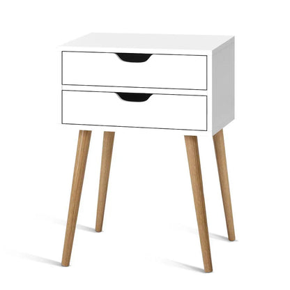 Artiss Bedside Table 2 Drawers - BODIE White - Mekamart Australia