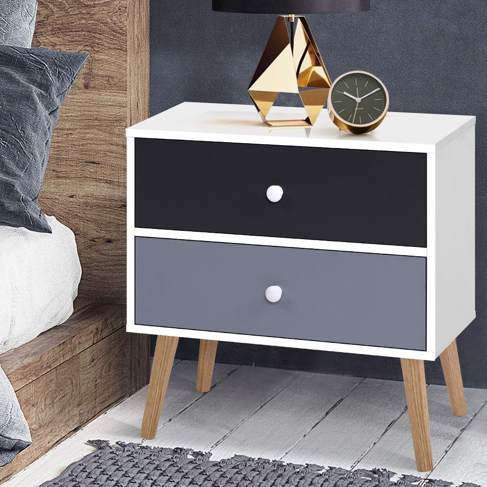 Artiss Bedside Table 2 Drawers - BONDS White - Mekamart Australia