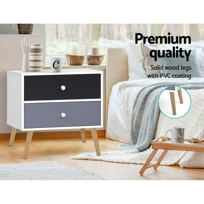 Artiss Bedside Table 2 Drawers - BONDS White - Mekamart Australia