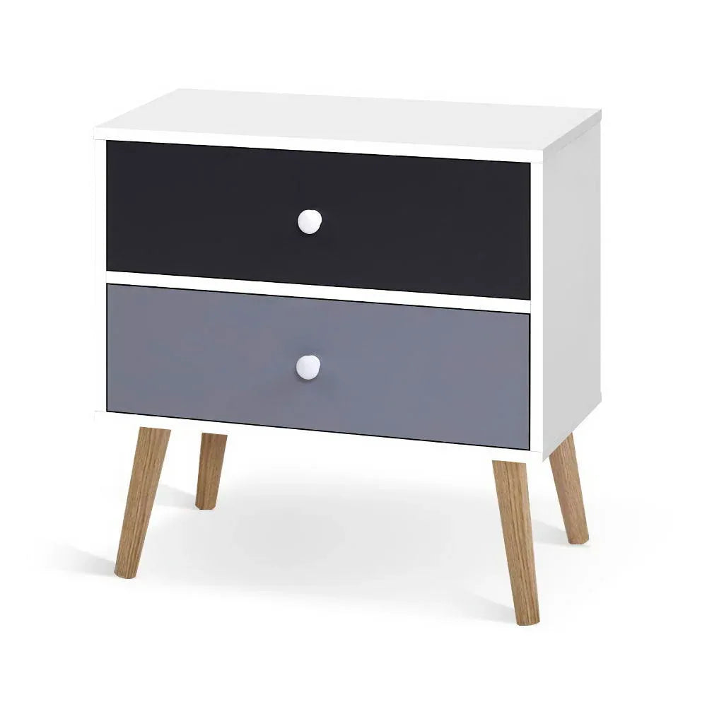 Artiss Bedside Table 2 Drawers - BONDS White - Mekamart Australia