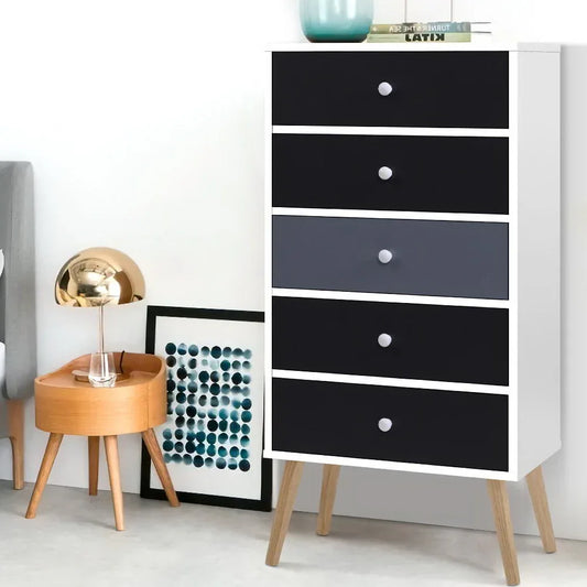 Artiss 5 Chest of Drawers - BONDS White - Mekamart Australia