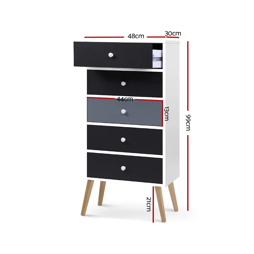 Artiss 5 Chest of Drawers - BONDS White - Mekamart Australia