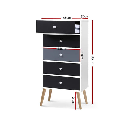 Artiss 5 Chest of Drawers - BONDS White - Mekamart Australia