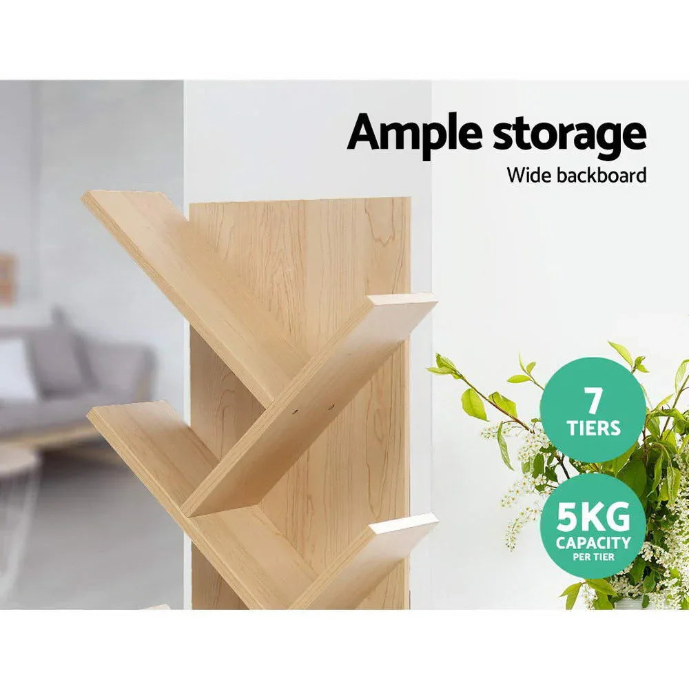 Artiss Tree Bookshelf 7 Tiers - ECHO Oak - Mekamart Australia
