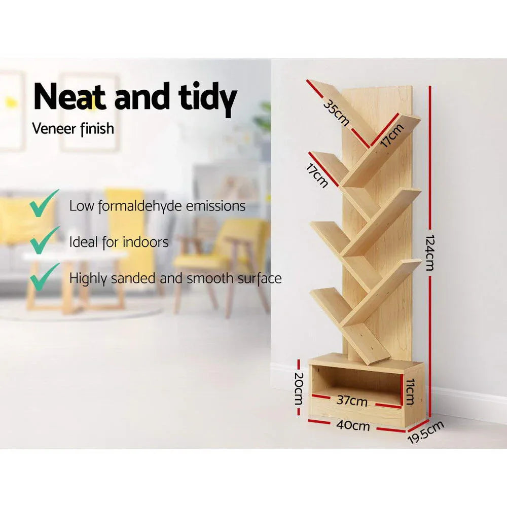 Artiss Tree Bookshelf 7 Tiers - ECHO Oak - Mekamart Australia