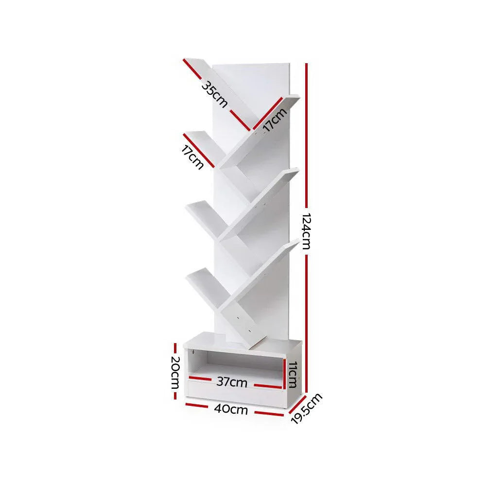 Artiss Tree Bookshelf 7 Tiers - ECHO White - Mekamart Australia