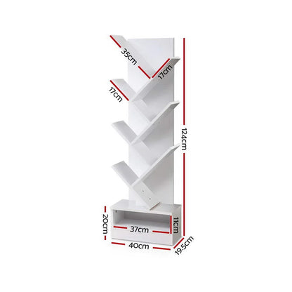 Artiss Tree Bookshelf 7 Tiers - ECHO White - Mekamart Australia