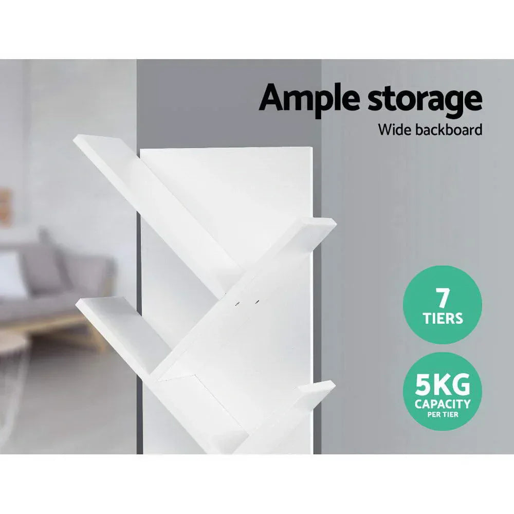 Artiss Tree Bookshelf 7 Tiers - ECHO White - Mekamart Australia