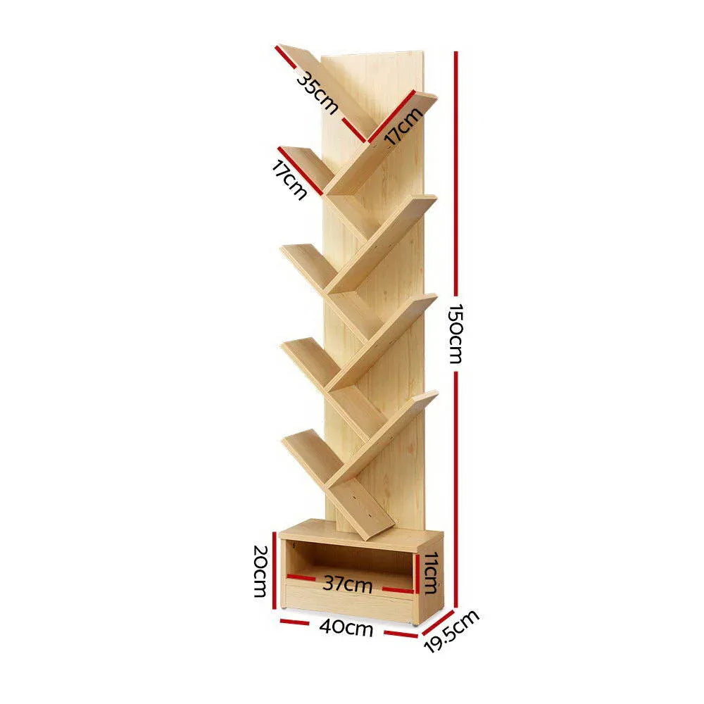 Artiss Tree Bookshelf 9 Tiers - ECHO Oak - Mekamart Australia