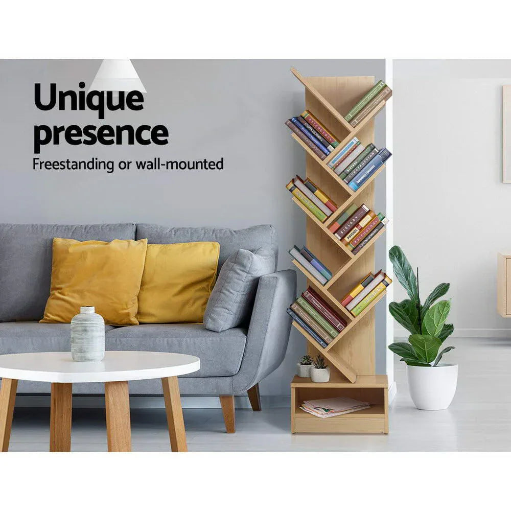 Artiss Tree Bookshelf 9 Tiers - ECHO Oak - Mekamart Australia