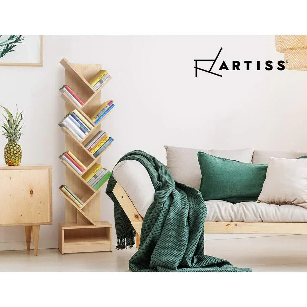Artiss Tree Bookshelf 9 Tiers - ECHO Oak - Mekamart Australia