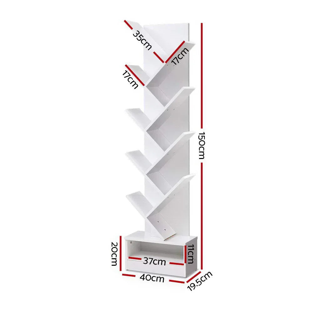 Artiss Tree Bookshelf 9 Tiers - ECHO White - Mekamart Australia