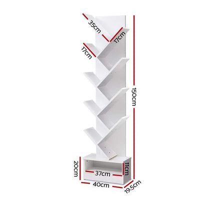 Artiss Tree Bookshelf 9 Tiers - ECHO White - Mekamart Australia