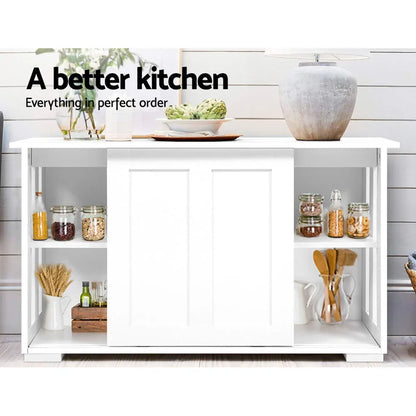 Artiss Buffet Sideboard Sliding Doors - SERA White - Mekamart Australia