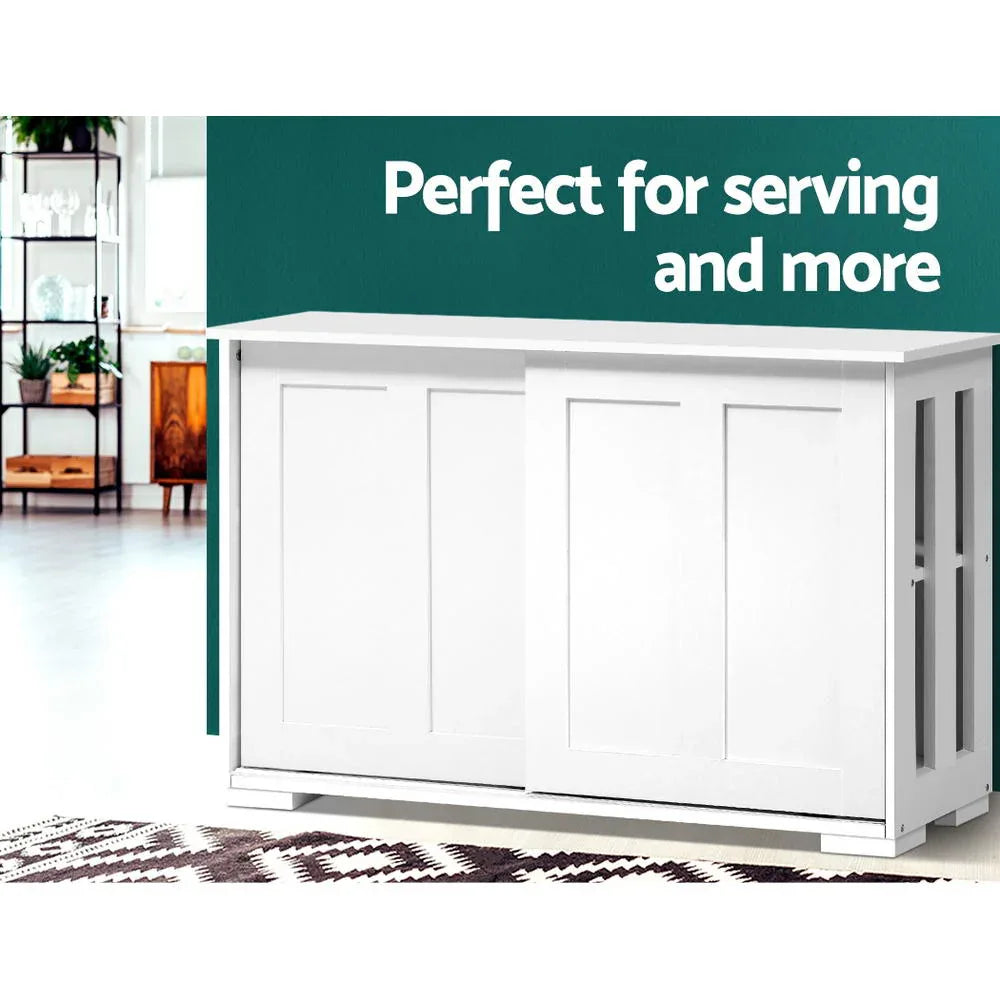 Artiss Buffet Sideboard Sliding Doors - SERA White - Mekamart Australia