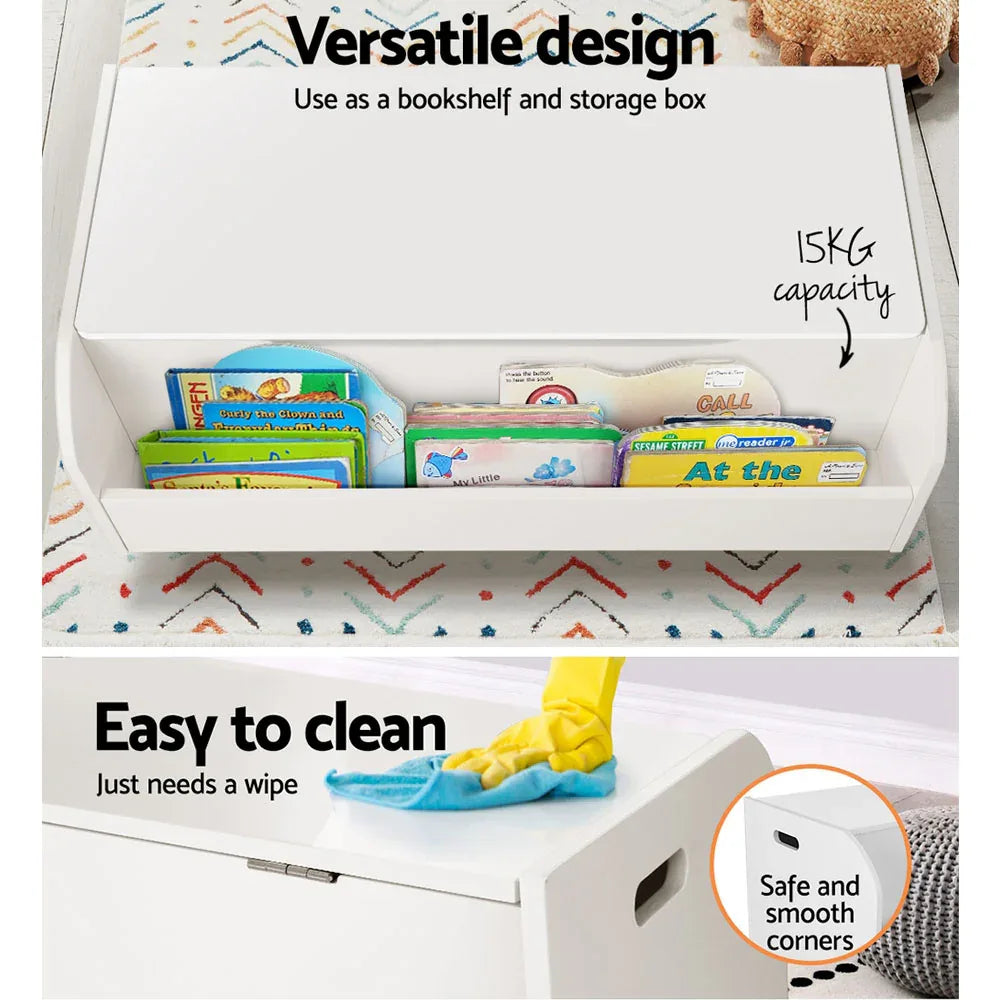 Keezi Kids Toy Box Chest Bookshelf Storage Children Bookcase Organiser Display - Mekamart Australia