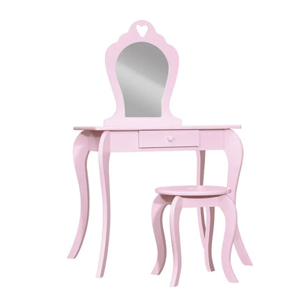 Keezi Kids Dressing Table Stool Set Vanity Mirror Princess Children Makeup Pink - Mekamart Australia