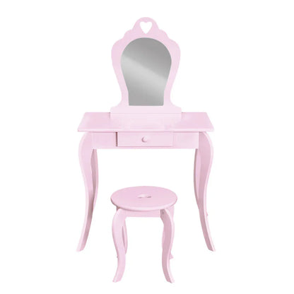 Keezi Kids Dressing Table Stool Set Vanity Mirror Princess Children Makeup Pink - Mekamart Australia