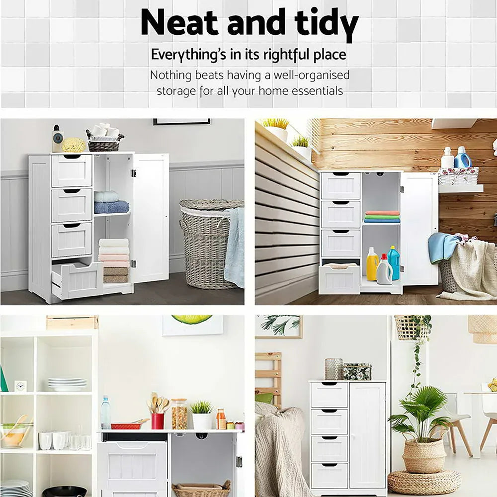 Artiss Bathroom Cabinet Storage Drawers White - Mekamart Australia