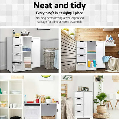Artiss Bathroom Cabinet Storage Drawers White - Mekamart Australia